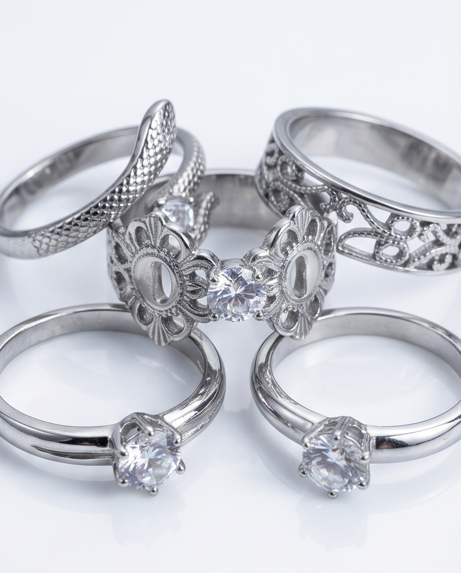 SET DE ANILLOS DE DAMA EN ACERO9 012