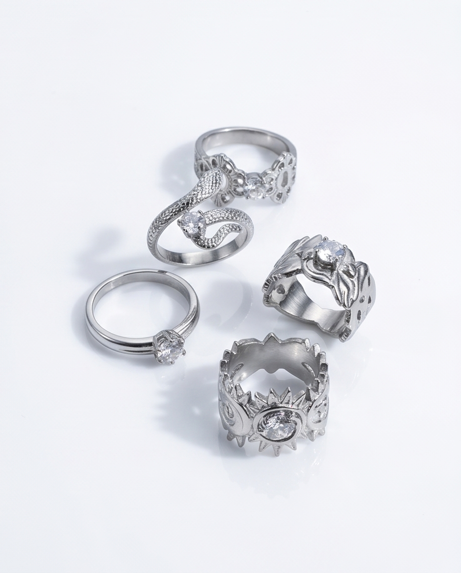 SET DE ANILLOS DE DAMA EN ACERO9 012