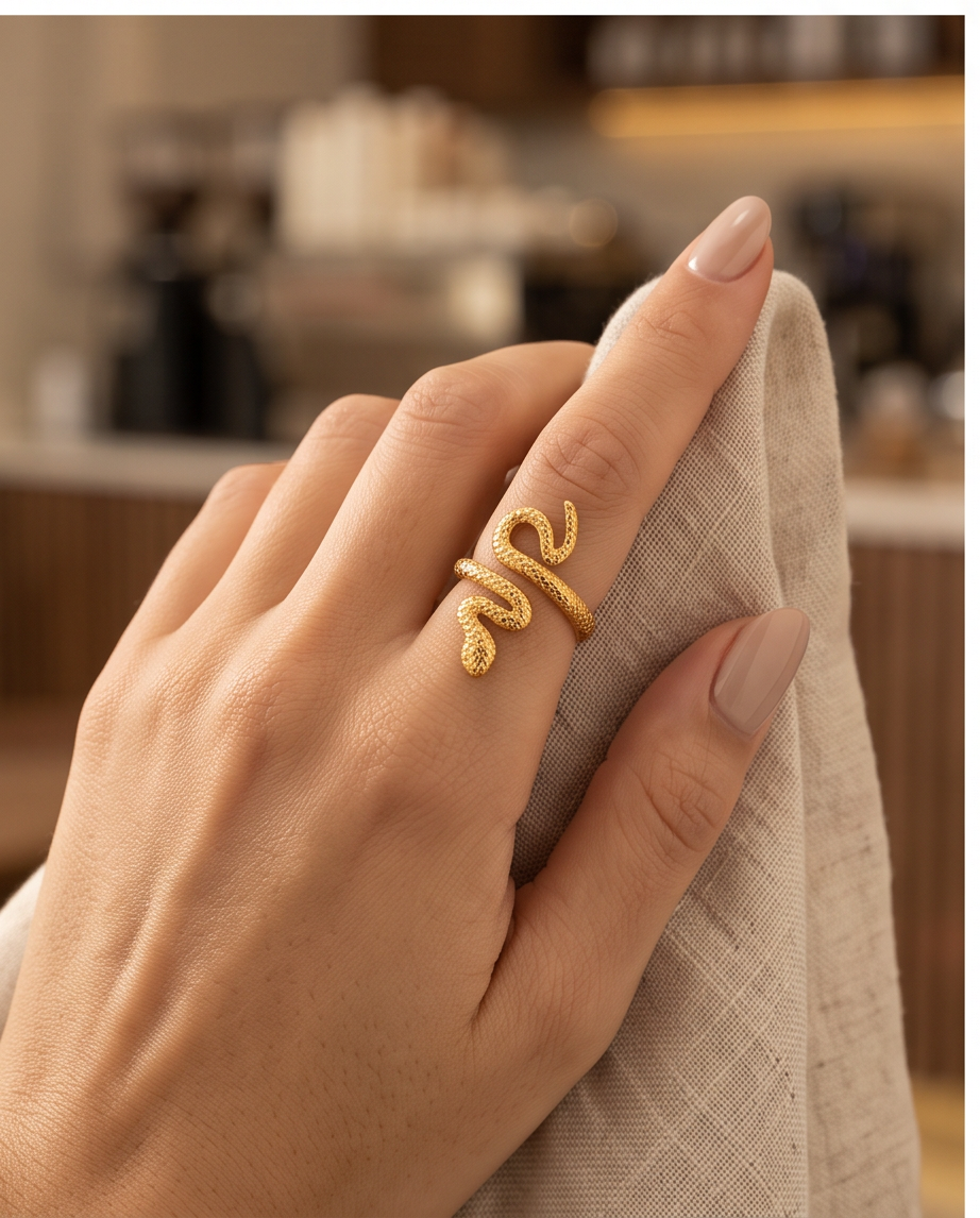 ANILLOS DE ACERO DAMA CON FORMA DE VÍBORA