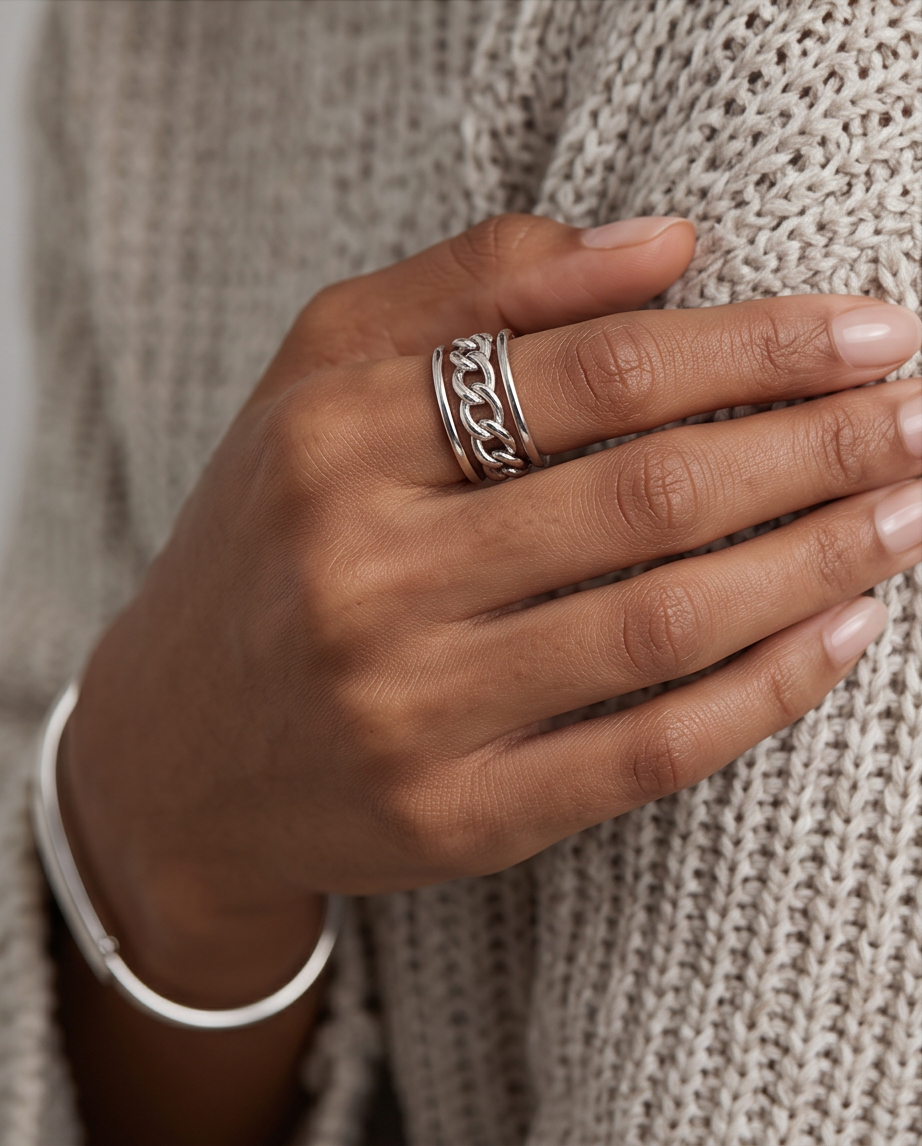 ANILLO DE ACERO DAMA PARA TALLES MÚLTIPLES