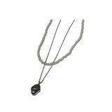 Collar doble con Perlas y cadena acero con dije