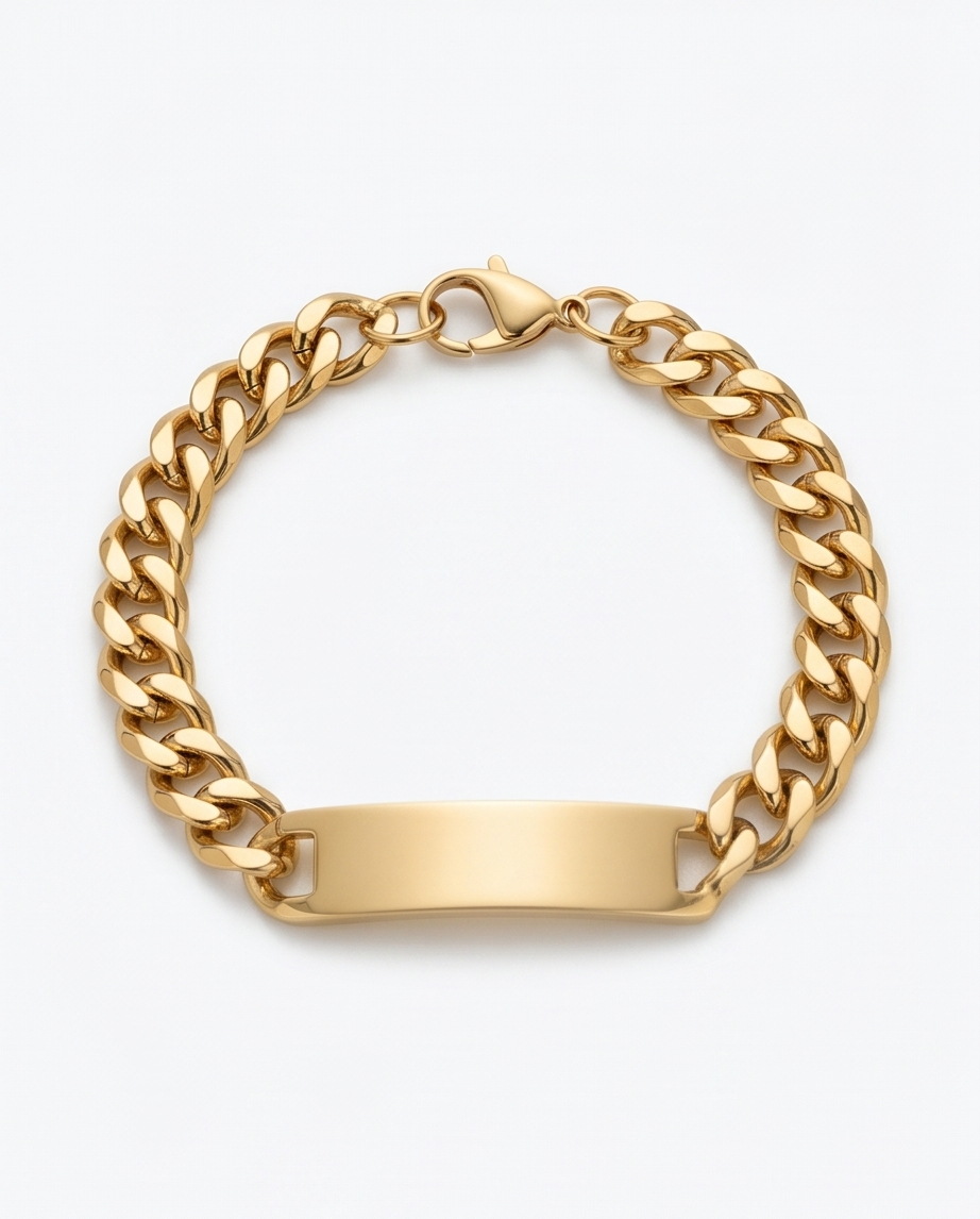 Pulsera de Acero quirúrgico dorada de alta calidad y eslabón para grabar