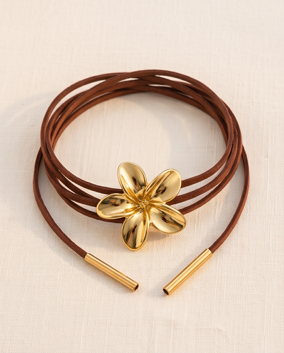 CHOKER CON FLOR DORADA