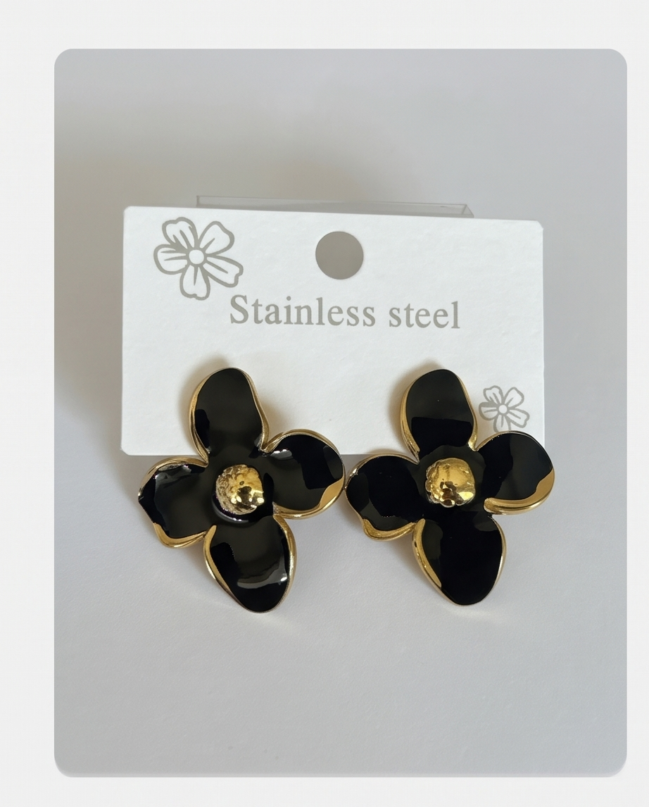 CARAVANAS DE ACERO CON FLOR ESMALTADA
