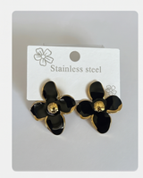 CARAVANAS DE ACERO CON FLOR ESMALTADA