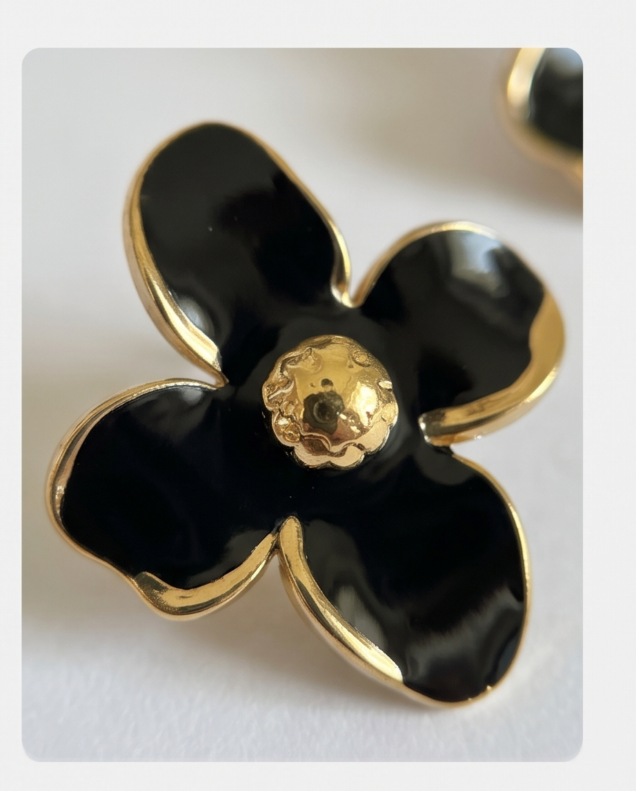 CARAVANAS DE ACERO CON FLOR ESMALTADA