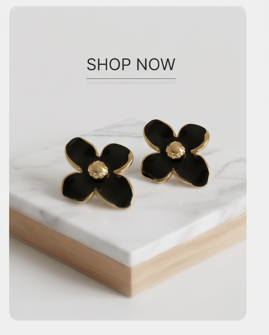 CARAVANAS DE ACERO CON FLOR ESMALTADA