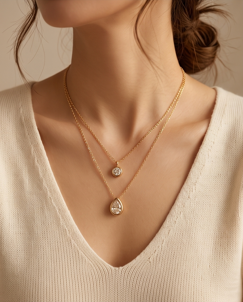 COLLAR ENCHAPADO CON PUNTO DE LUZ DOBLE