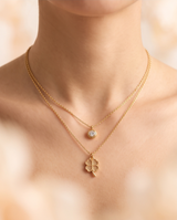 COLLAR ENCHAPADO CON PUNTO DE LUZ Y TREBOL
