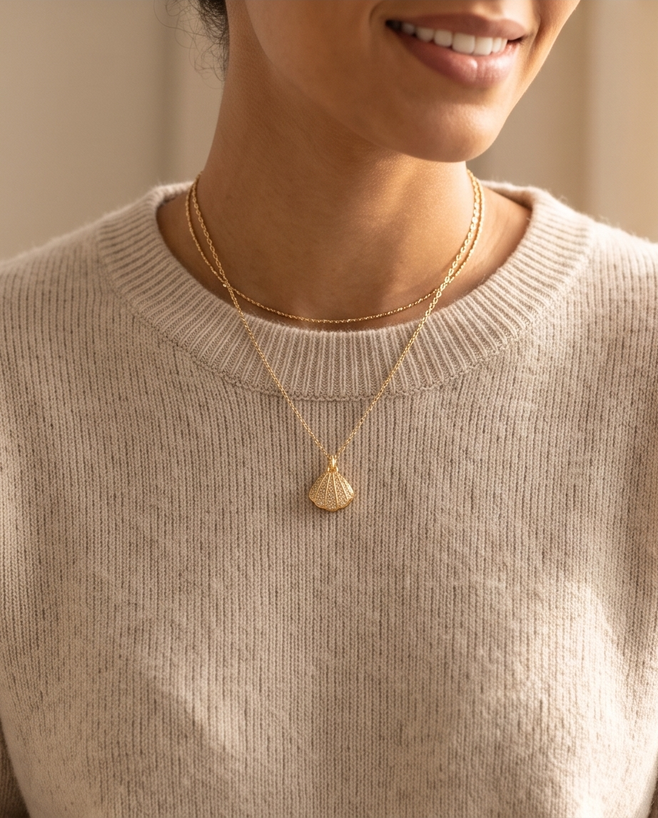 COLLAR ENCHAPADO CON ALMEJA MARINA