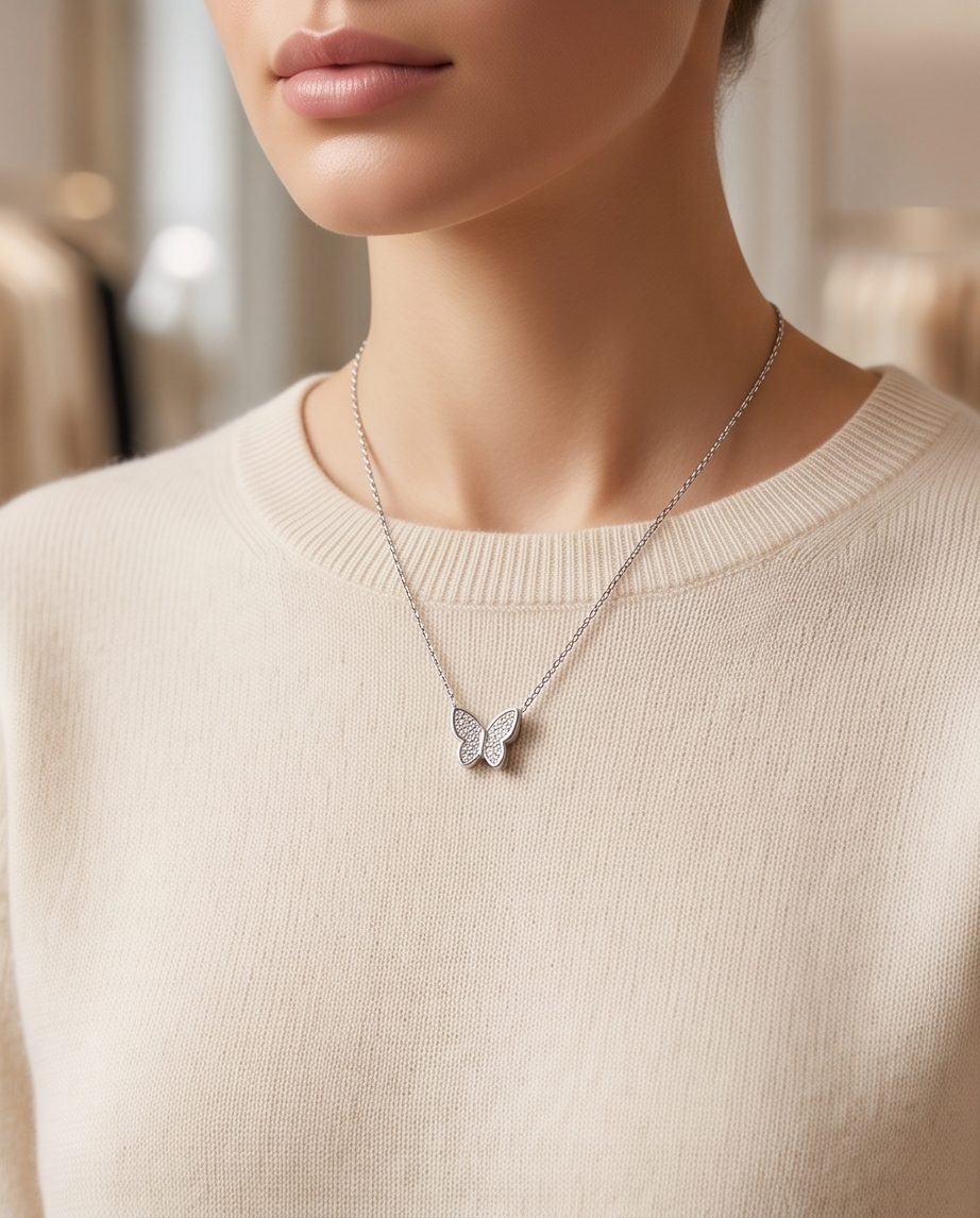 COLLAR ENCHAPADO CON DIJE MARIPOSA