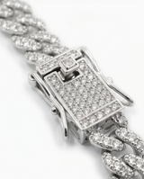 COLLAR CUBANO CON PIEDRAS PLATEADO