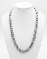 COLLAR CUBANO CON PIEDRAS PLATEADO