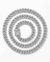 COLLAR CUBANO CON PIEDRAS PLATEADO