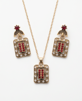 Conjunto de caravanas y collar en bronce