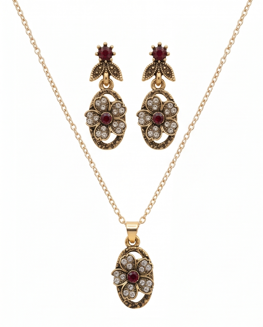 conjuntos de mujer collar y caravanas en bronce