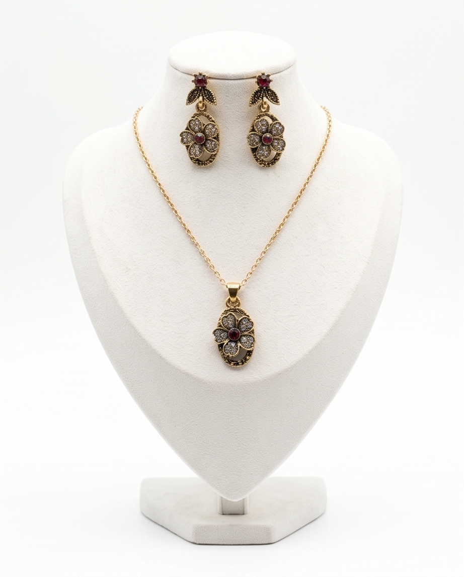 conjuntos de mujer collar y caravanas en bronce