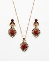 conjunto de collar con caravanas dama en bronce