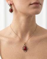 conjunto de collar con caravanas dama en bronce