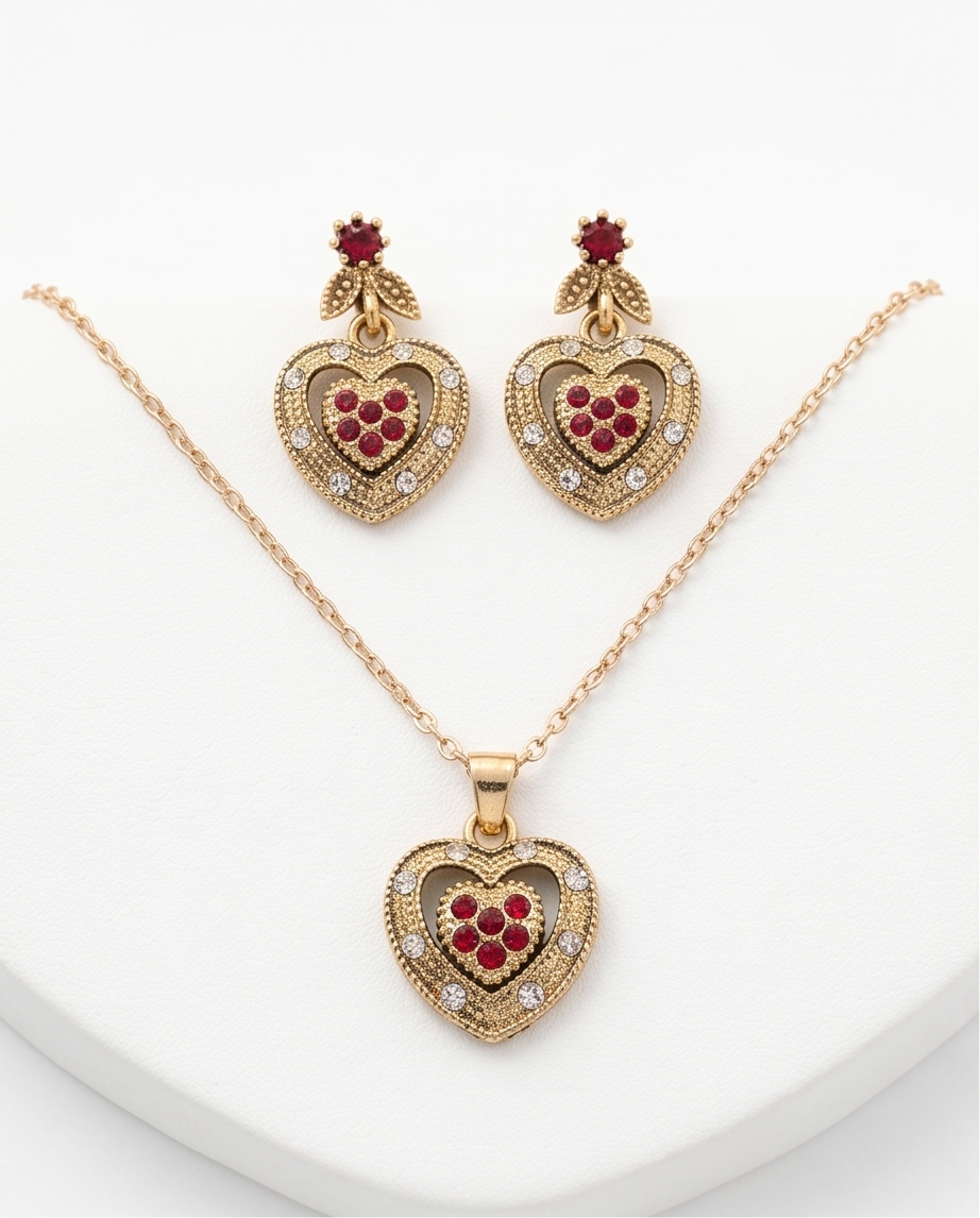 conjunto caravanas y collar de bronce dama