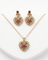 conjunto caravanas y collar de bronce dama