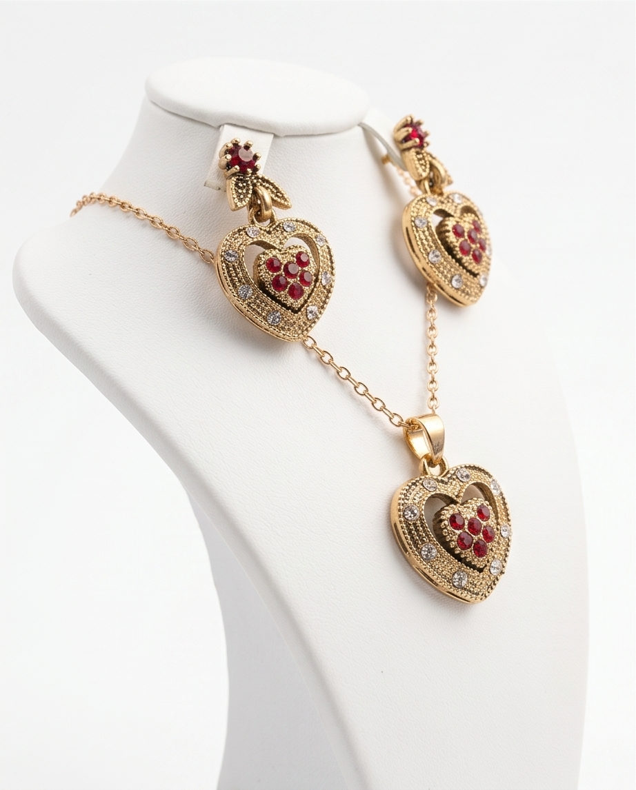 conjunto caravanas y collar de bronce dama