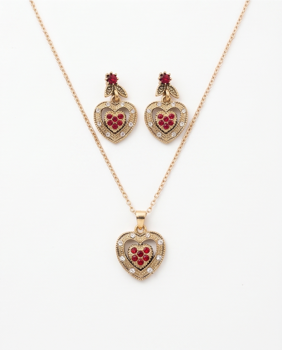 conjunto caravanas y collar de bronce dama