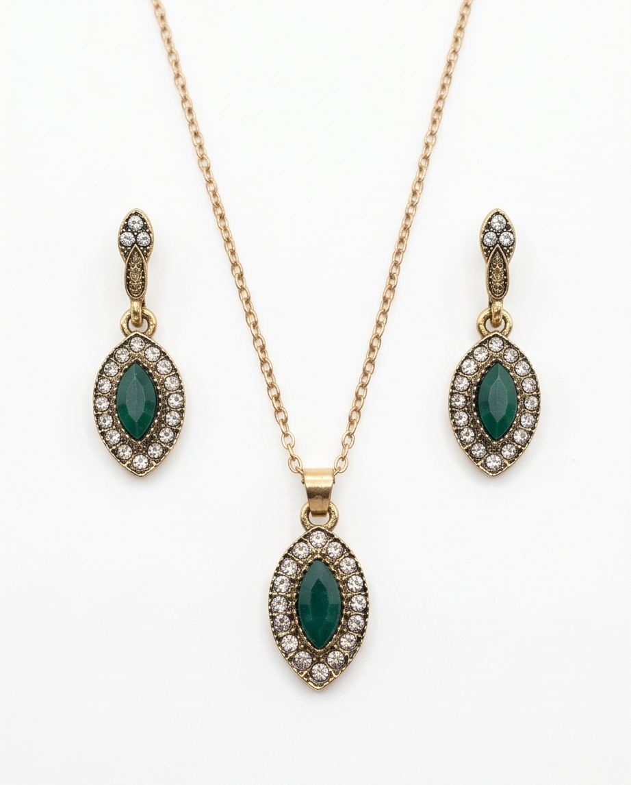 conjunto de collar y caravanas de bronce dama