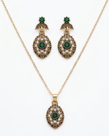 Conjunto de collar con caravanas en bronce para dama