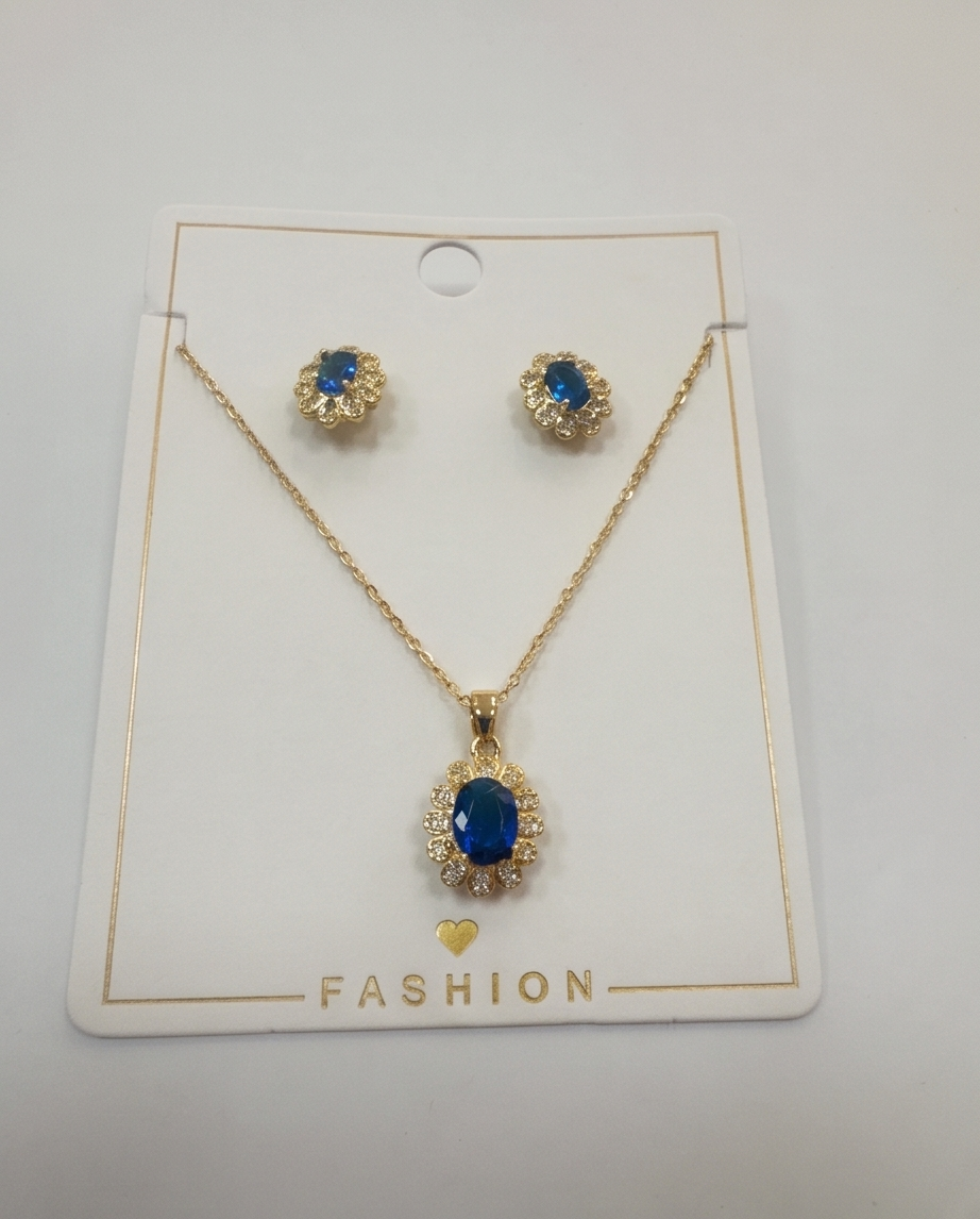 Set collar con caravanas y piedras zafiros