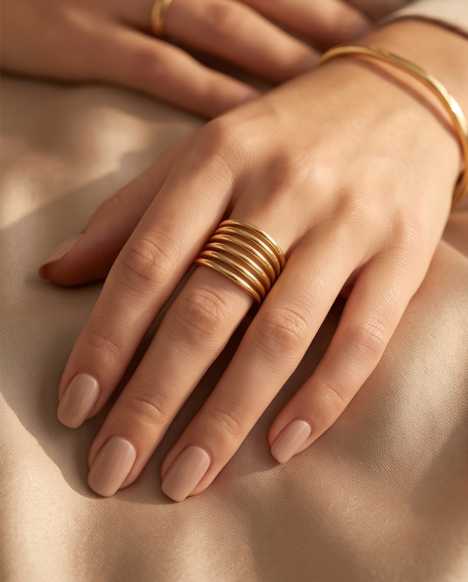 ANILLO DE ACERO QUIRURGICO DORADO COLECCIÓN 2027