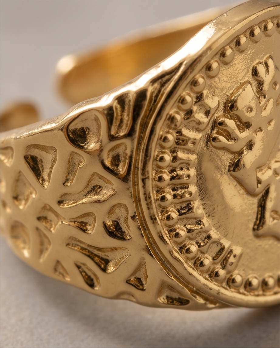 ANILLO DE ACERO QUIRURGICO DORADO COLECCIÓN 2027