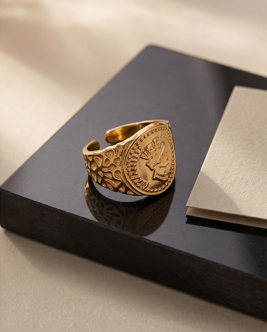 ANILLO DE ACERO QUIRURGICO DORADO COLECCIÓN 2027