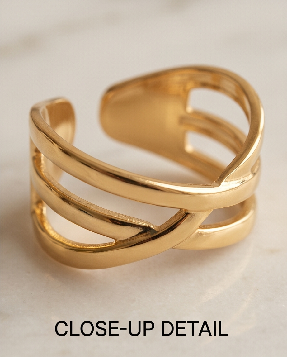 ANILLO DE ACERO QUIRURGICO DORADO COLECCIÓN 2027