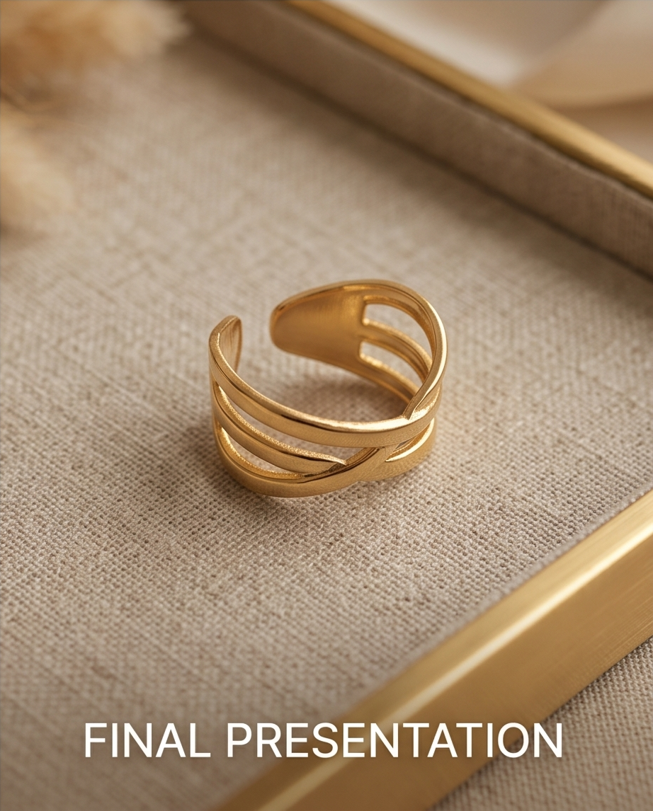 ANILLO DE ACERO QUIRURGICO DORADO COLECCIÓN 2027