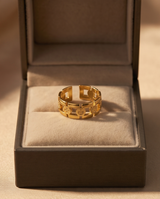 ANILLO DE ACERO QUIRURGICO DORADO COLECCIÓN 2027