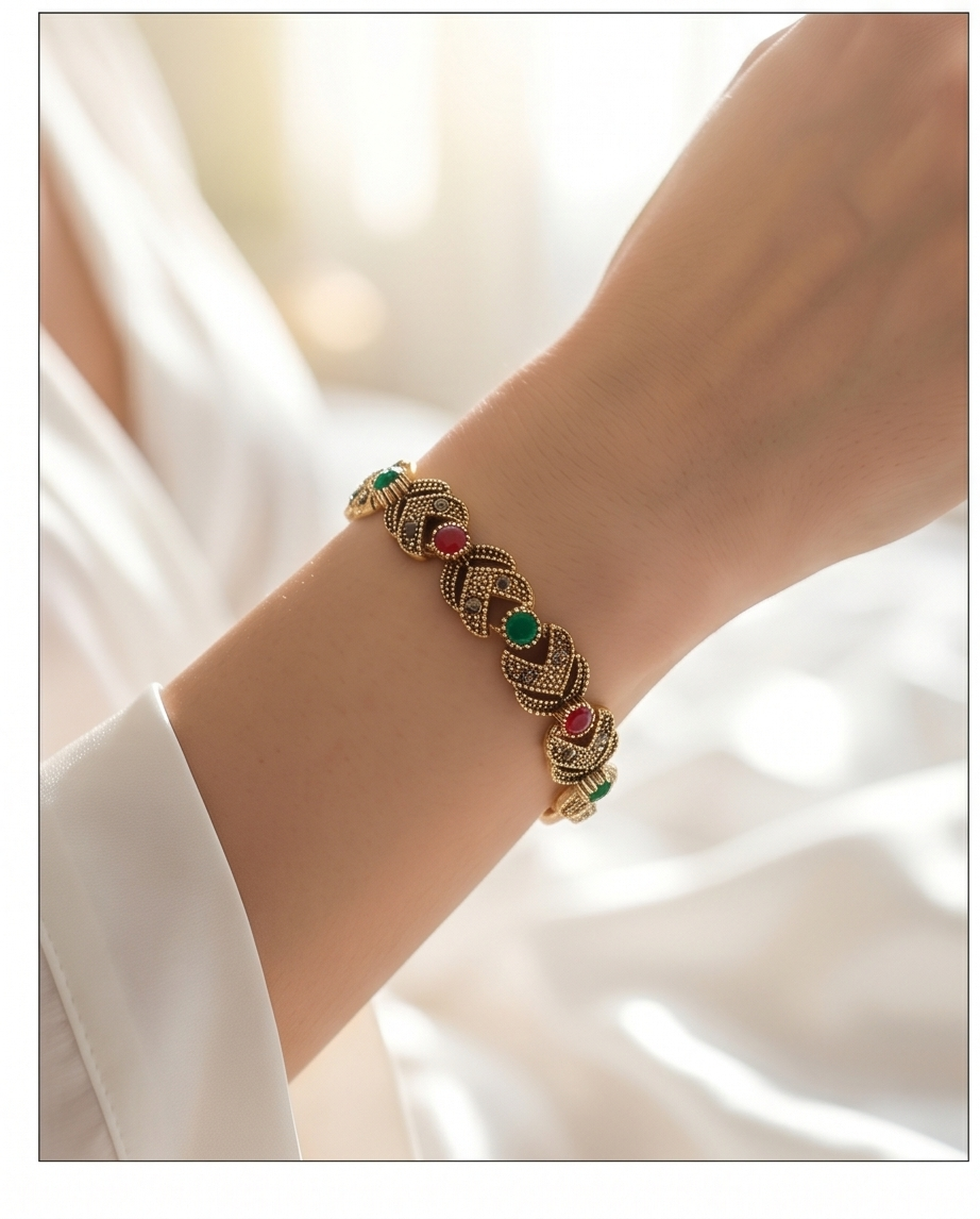 PULSERA DE BRONCE Y PIEDRAS