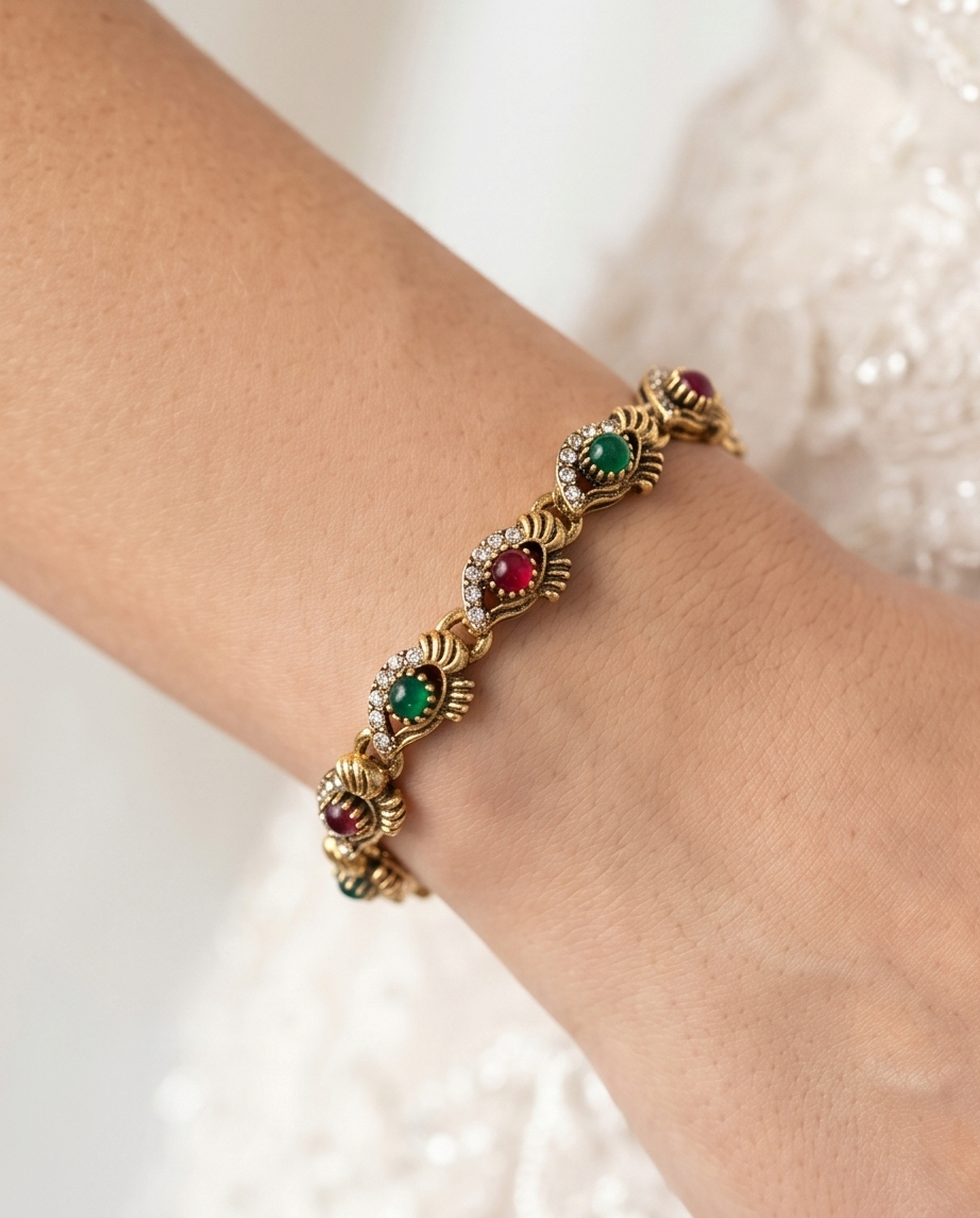 PULSERA DE BRONCE Y PIEDRAS
