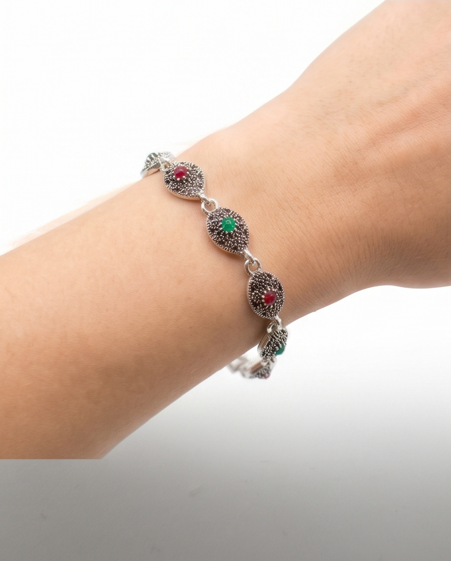 PULSERA DE BRONCE Y PIEDRAS