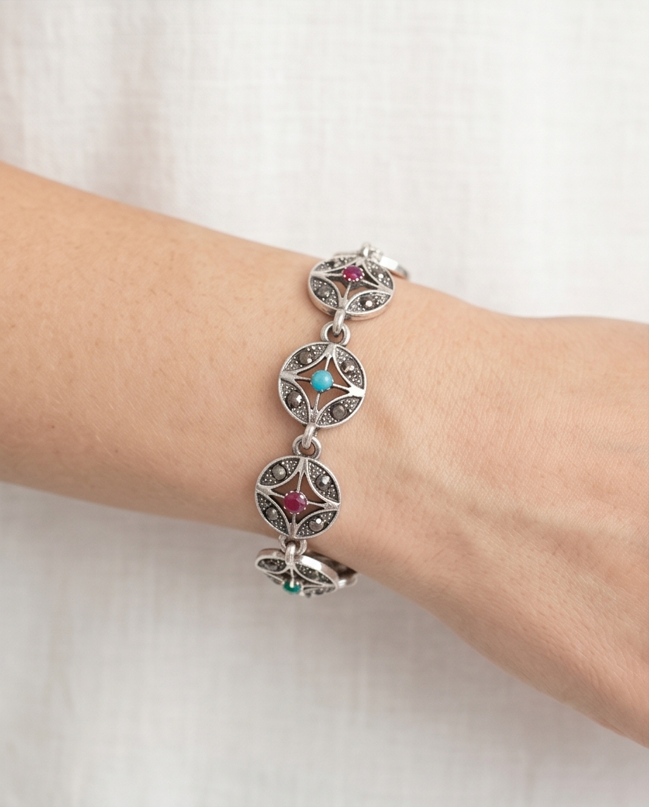 PULSERA DE BRONCE Y PIEDRAS
