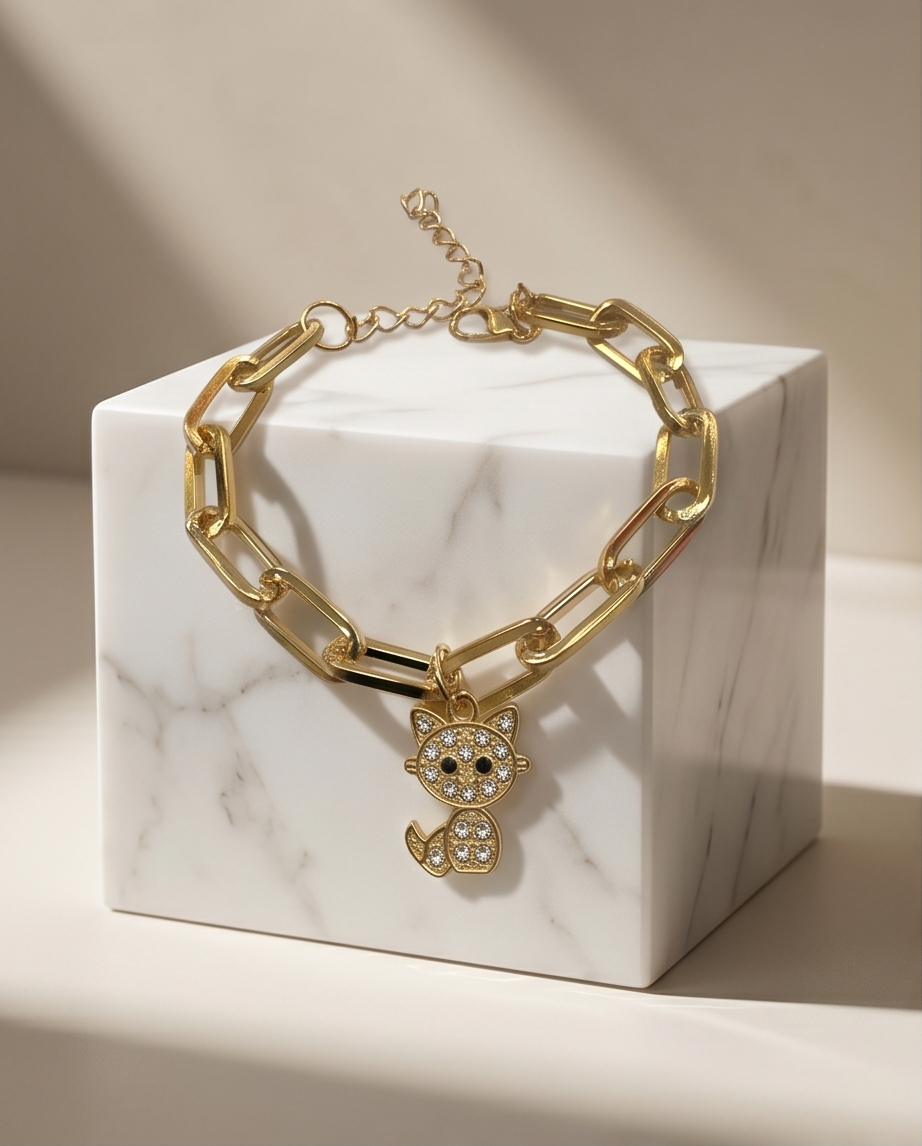 Pulsera de fantasia dorada con dijes linea vip
