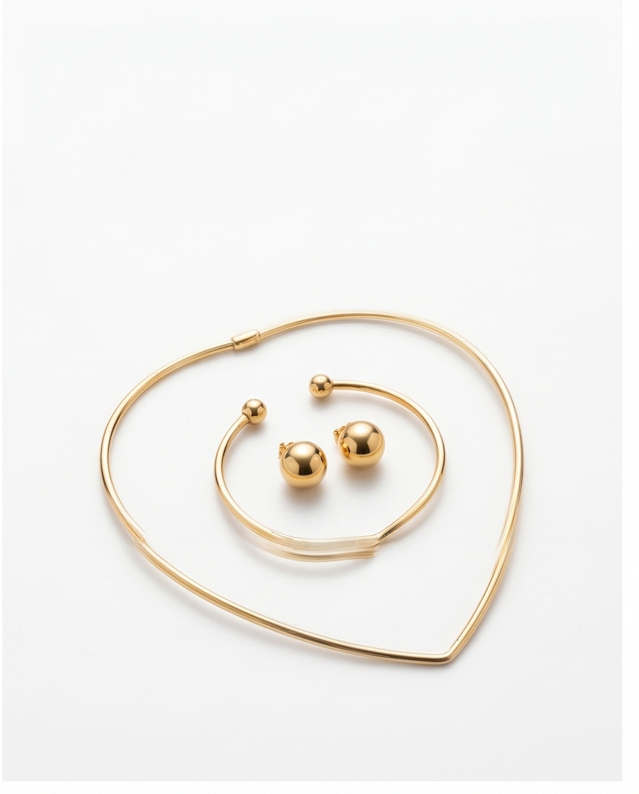 conjunto de collar , pulsera y caravanas dama