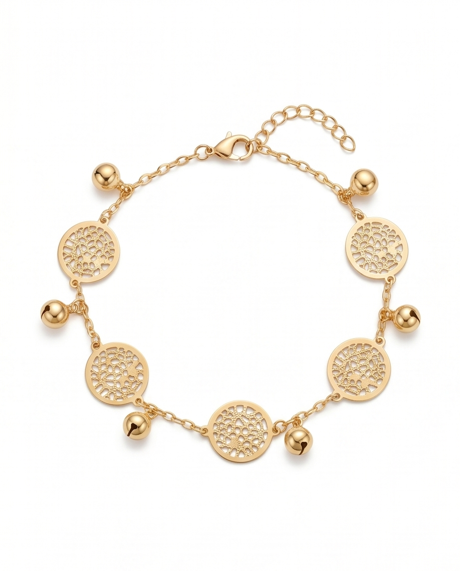 Pulsera fantasia con dijes color rosa