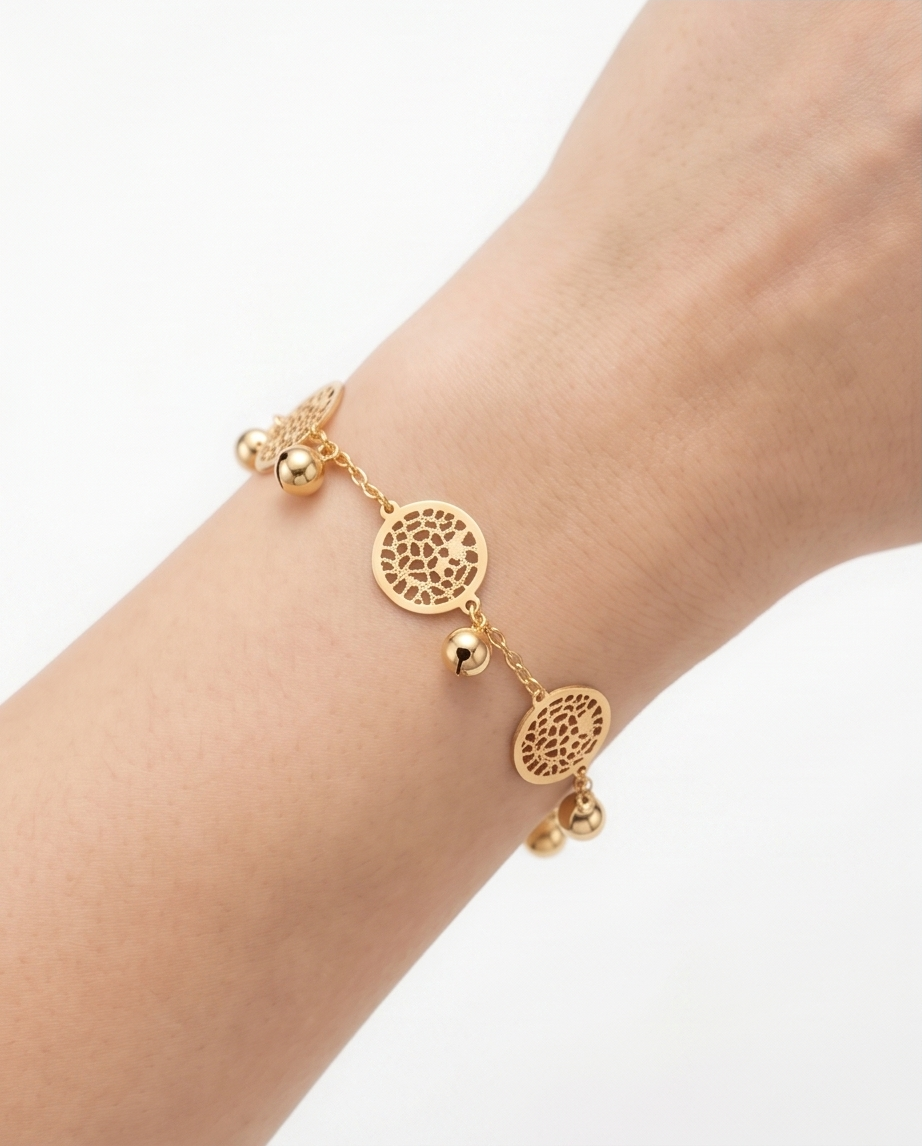 Pulsera fantasia con dijes color rosa