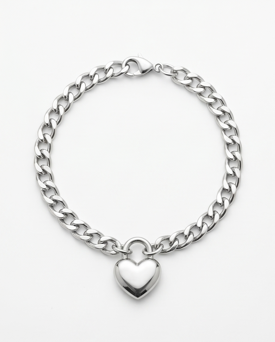 Pulseras de fantasia con dijes corazon dorado