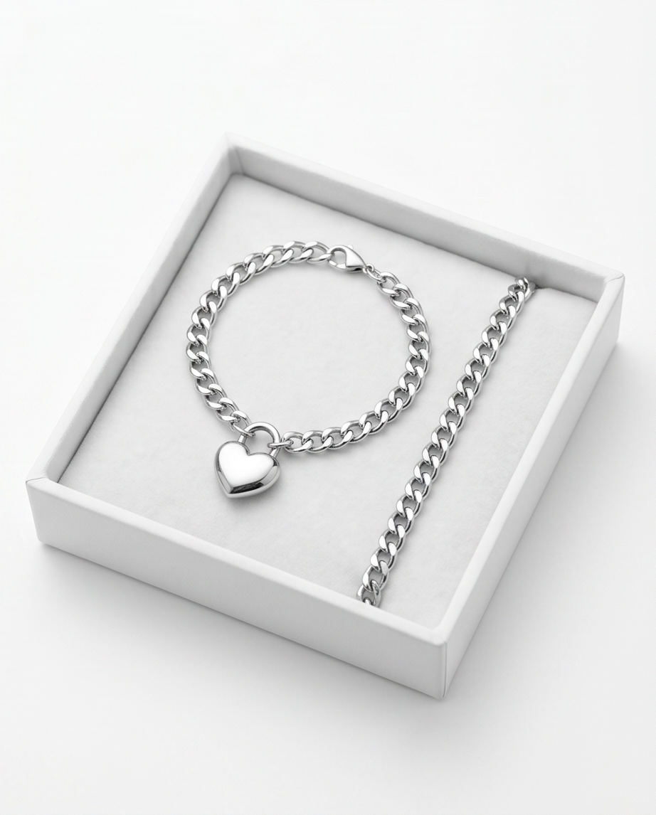 Pulseras de fantasia con dijes corazon dorado