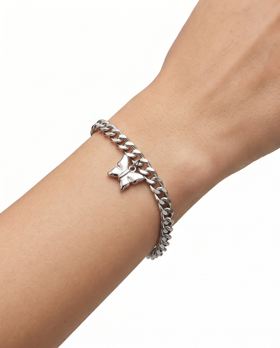 Pulsera de fantasia con dije corazon dorado