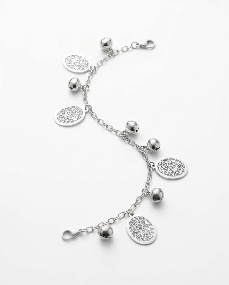Pulsera fantasia con fijes plateados