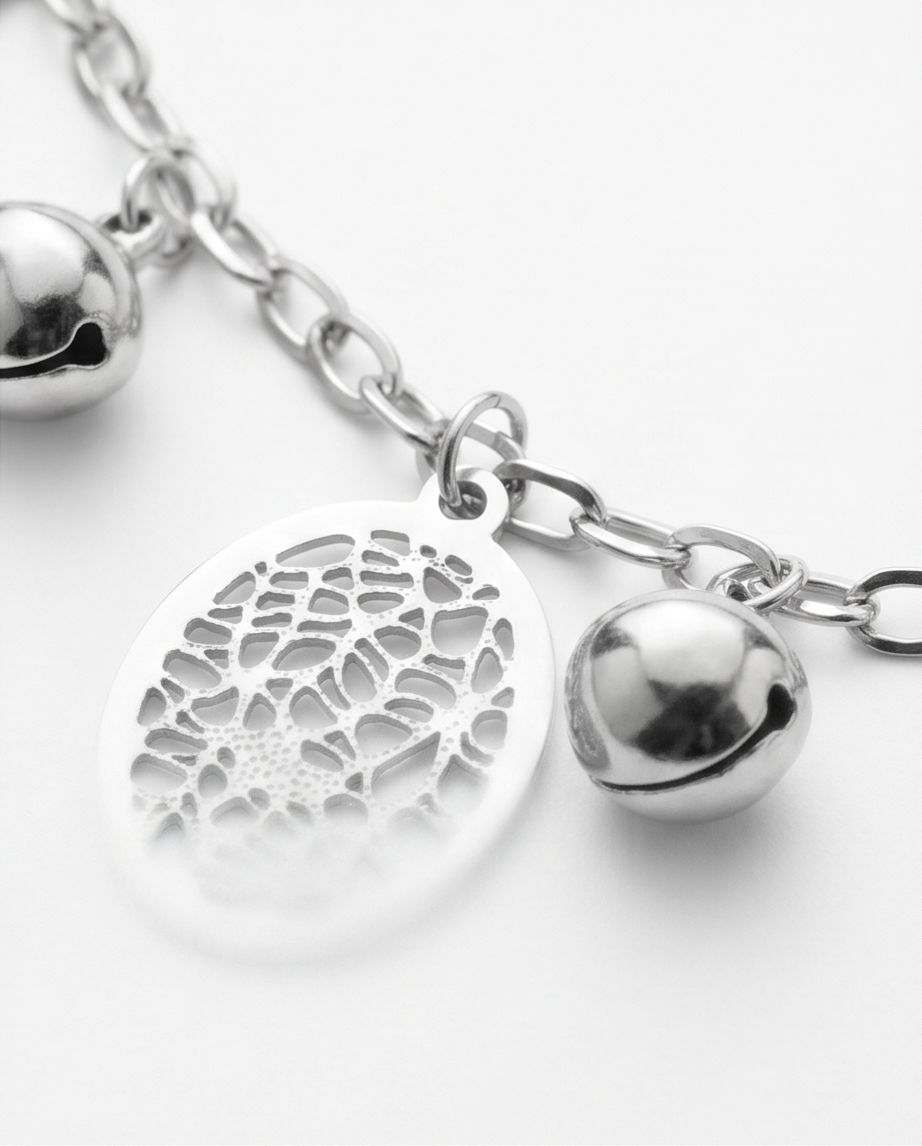 Pulsera fantasia con fijes plateados