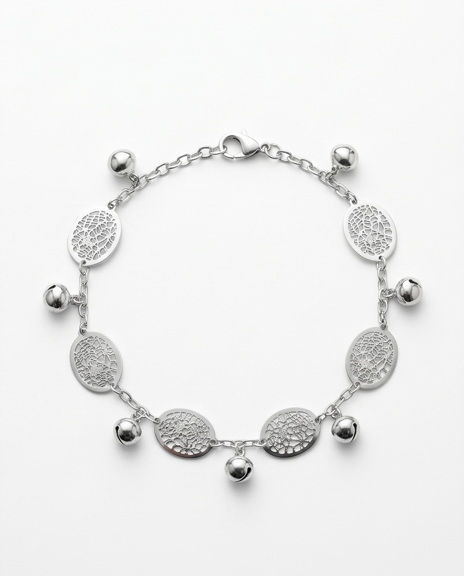 Pulsera fantasia con fijes plateados